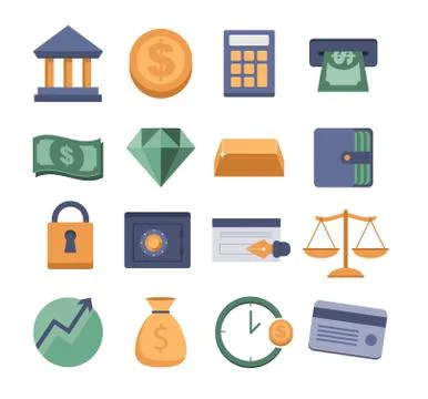 Set of vector modern money and finance icons Illustrazione stock