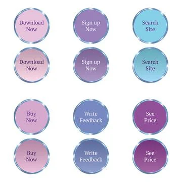 Set of vector modern round web buttons for beauty and fashion websites. Stock-Illustration