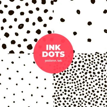 Set of vector monochrome abstract dot seamless pattern. Illustrazione stock