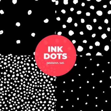 Set of vector monochrome abstract dot seamless pattern. Stock Illustration
