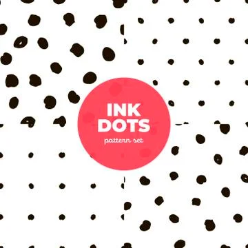 Set of vector monochrome abstract dot seamless pattern. Stock Illustration