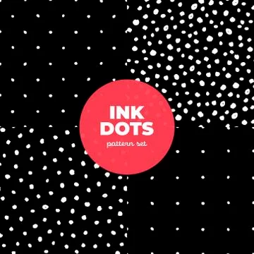 Set of vector monochrome abstract dot seamless pattern. Stock Illustration