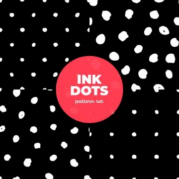 Set of vector monochrome abstract dot seamless pattern. Stockillustratie
