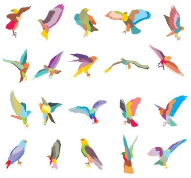 Set of vector mosaic eagle 스톡 일러스트