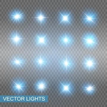 Set of Vector Neon Light Stock Illustration
