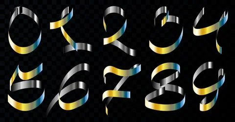 A set of vector numbers in the form of ribbons. Stock-Illustration