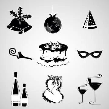 A set of vector object for Christmas, new year and winter. Stock Illustration