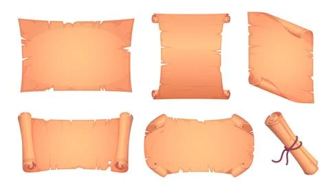 Set of vector old parchment. Ancient papyrus roll Stock Illustration