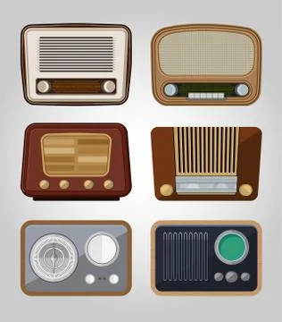 Set of vector old radios Stock Illustration