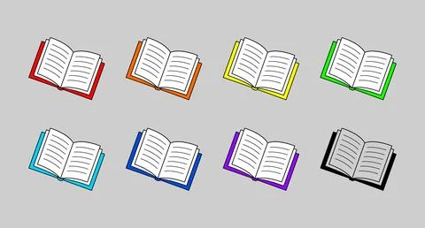 Set of vector open books with color cover and white pages Stock Illustration