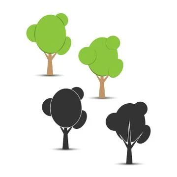 Set of vector options tree icons. Flat design to illustrate nature and health Stock Illustration