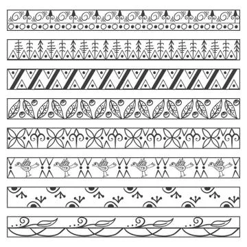 Set of vector ornamental borders Stock Illustration