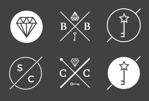 Set of Vector Outline Badges or Emblems Abstract Hipster Logo Templates Stock Illustration