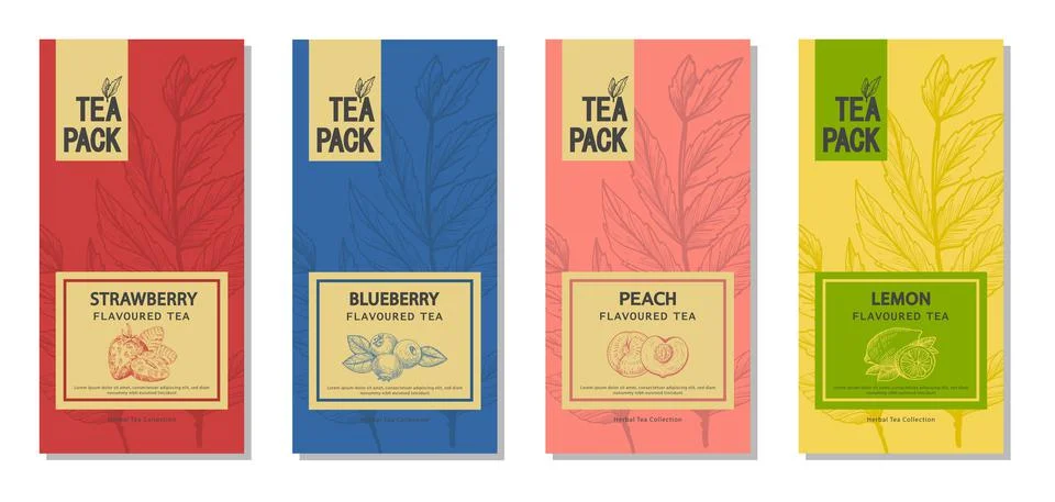 Set of Vector Packaging Design Layout. Template for Tea or Coffee Packaging. Stock-Illustration
