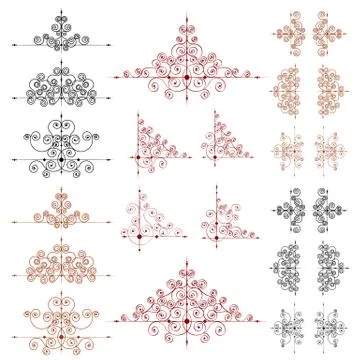 Set of vector page decoration elements or monograms for design Stock Illustration