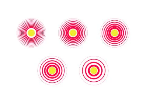 Set of vector pain dot radial icons. Red gradient flat circle ache sign Stock Illustration