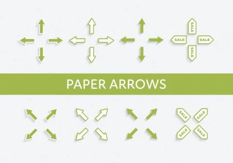 Set of vector paper cut arrows. Stock Illustration