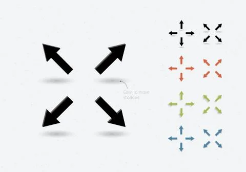 Set of vector paper cut badge color arrows set with shadow. Stock Illustration