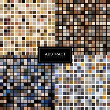 Set of vector pastel mosaic backgrounds Stock Illustration