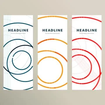 Set vector pattern with abstract circle banner Stock Illustration