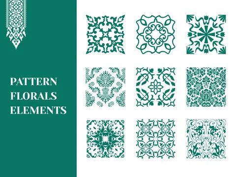 Set of vector pattern florals elements 스톡 일러스트