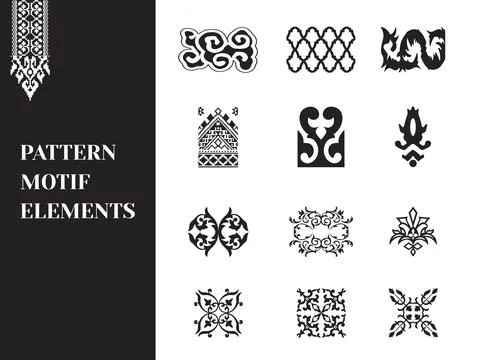 Set of vector pattern motif elements 스톡 일러스트