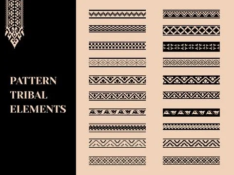 Set of vector pattern tribal elements Stock Illustration