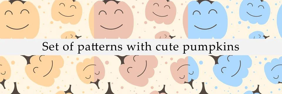 Set of vector patterns with cute pumpkins. Children's Halloween pattern. Illustrazione stock