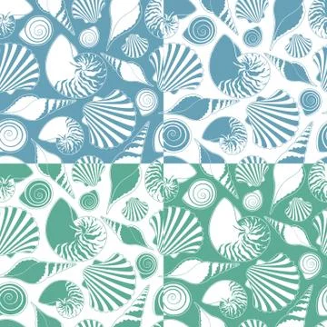 Set of vector patterns with shells. Stock Illustration