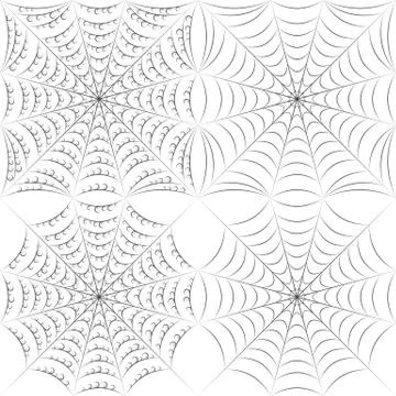 Set of vector patterns with spider web and drops. Stock Illustration