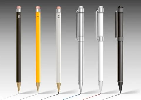 Set of vector pencils and pens Stock Illustration