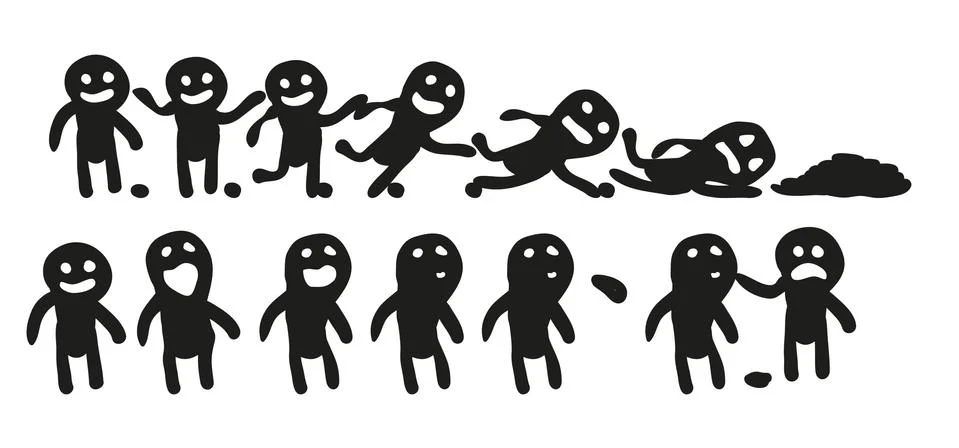 Set of vector people. Mini-comics. The man spat and was punished. The man stu Stock Illustration