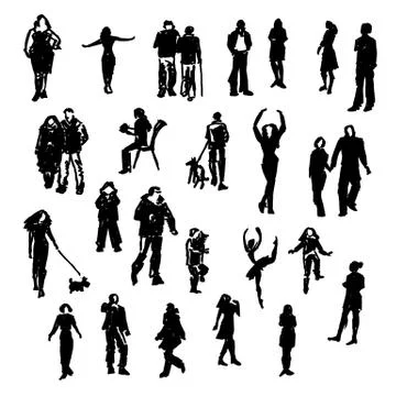 Set of vector people silhouettes. Stock Illustration