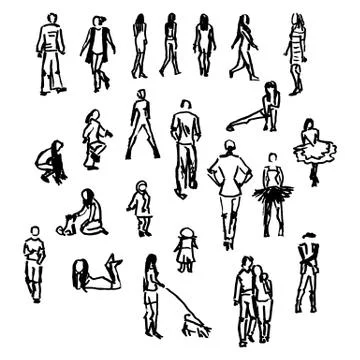 Set of vector people silhouettes. イラスト素材