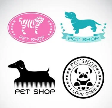 Set of vector an pet shop label on white background, dog shop Stock Illustration