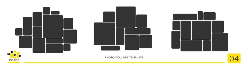 Set of vector photo layout templates with grid frames. Blank image placeholders Stock Illustration