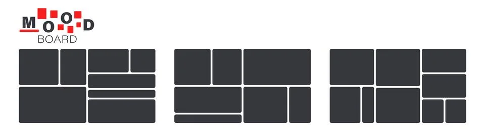 Set of vector photo layout templates with grid frames. Blank image placeholders 스톡 일러스트