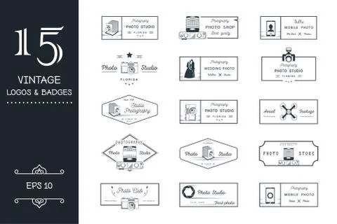 Set of Vector Photo logos and badges Stock Illustration