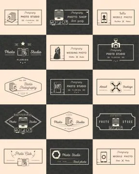 Set of Vector Photo logos and badges Stock Illustration