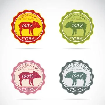 Set of vector pig label on white background Stock Illustration
