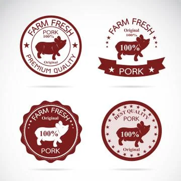 Set of vector pig label on white background Stock Illustration