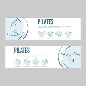 Set of vector pilates web banners Stock Illustration
