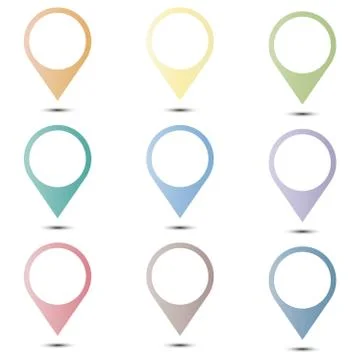 Set vector pin icons. Location sign in flat style isolated on isolated Stock Illustration