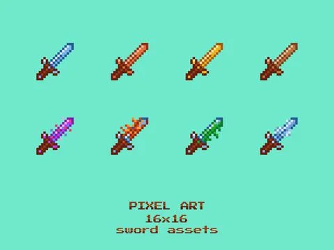 Set of vector pixel art game asset icons. wooden, bronze, gold, diamond, fire Illustrazione stock