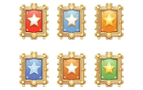 Set vector pixel illustration of winner golden trophy victory game champion ui Stock Illustration