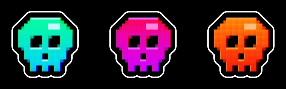 Set of vector pixelated skulls Stock Illustration