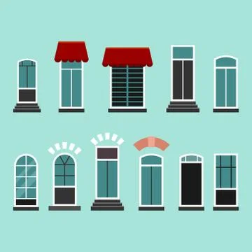 Set of vector plastic or wooden door frames Stock Illustration