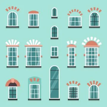Set of vector plastic or wooden window frames Stock Illustration