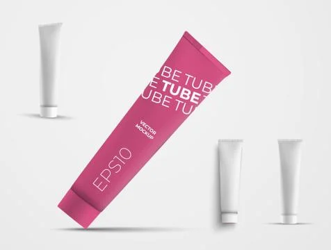 Set of vector plastic tubes for skin care products. Stock Illustration