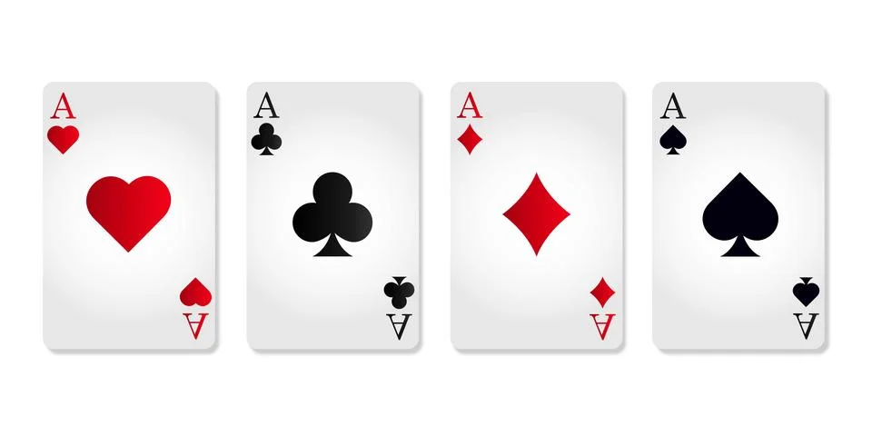 Set of vector playing card. Colection of four aces. Stock Photos